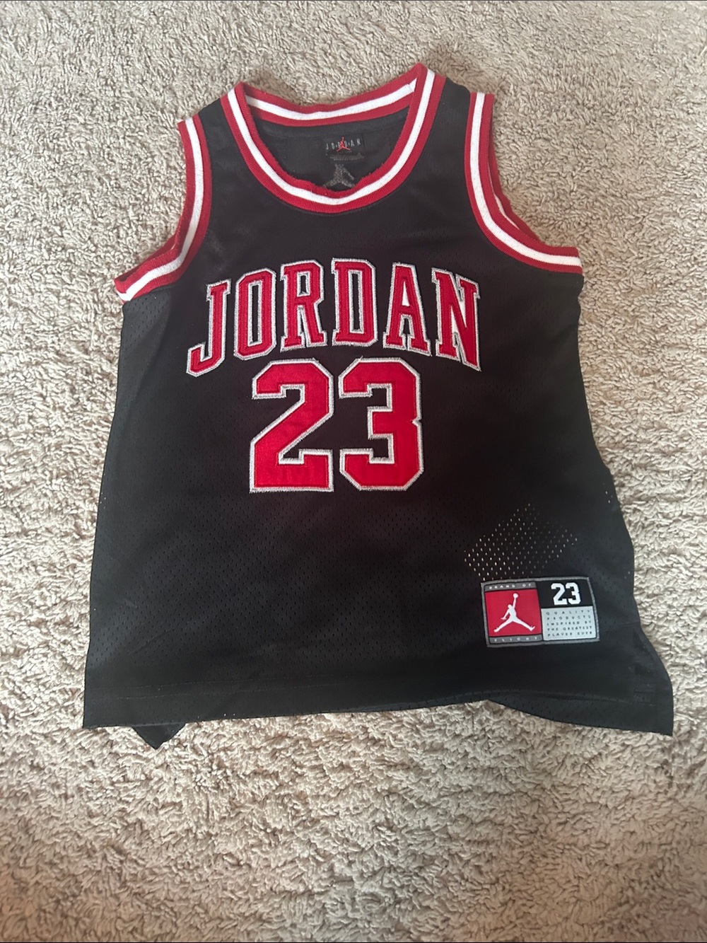 Jordan Black & Red Sleeveless Basketball Top with 23